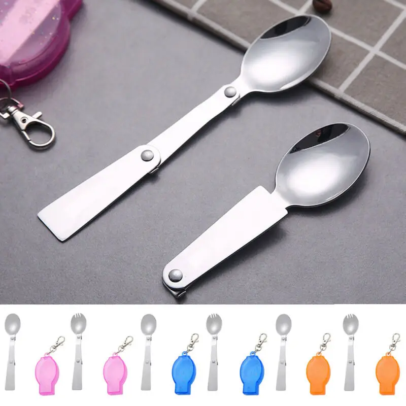 Портативная Складная ложка вилка набор многофункциональных столовых приборов