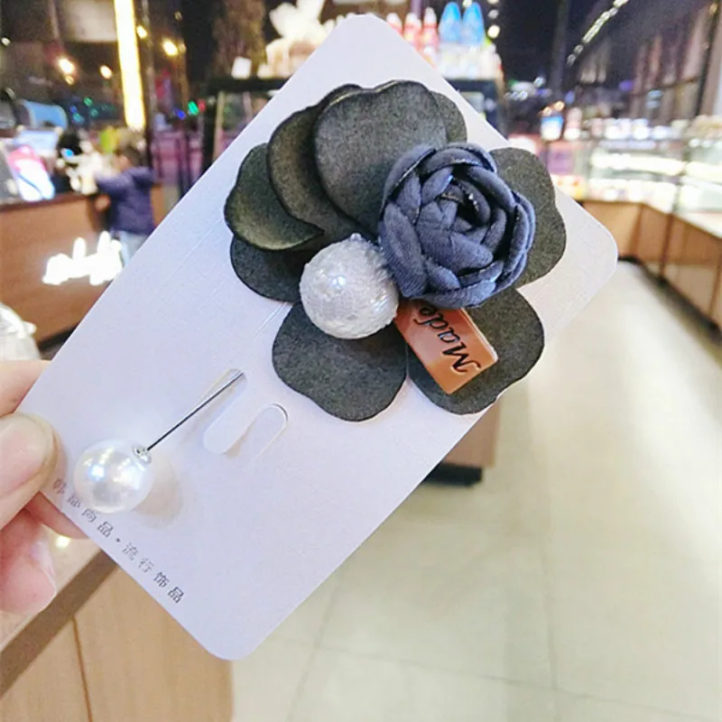 Простая Милая бархатная брошь с искусственным жемчугом в Корейском стиле для