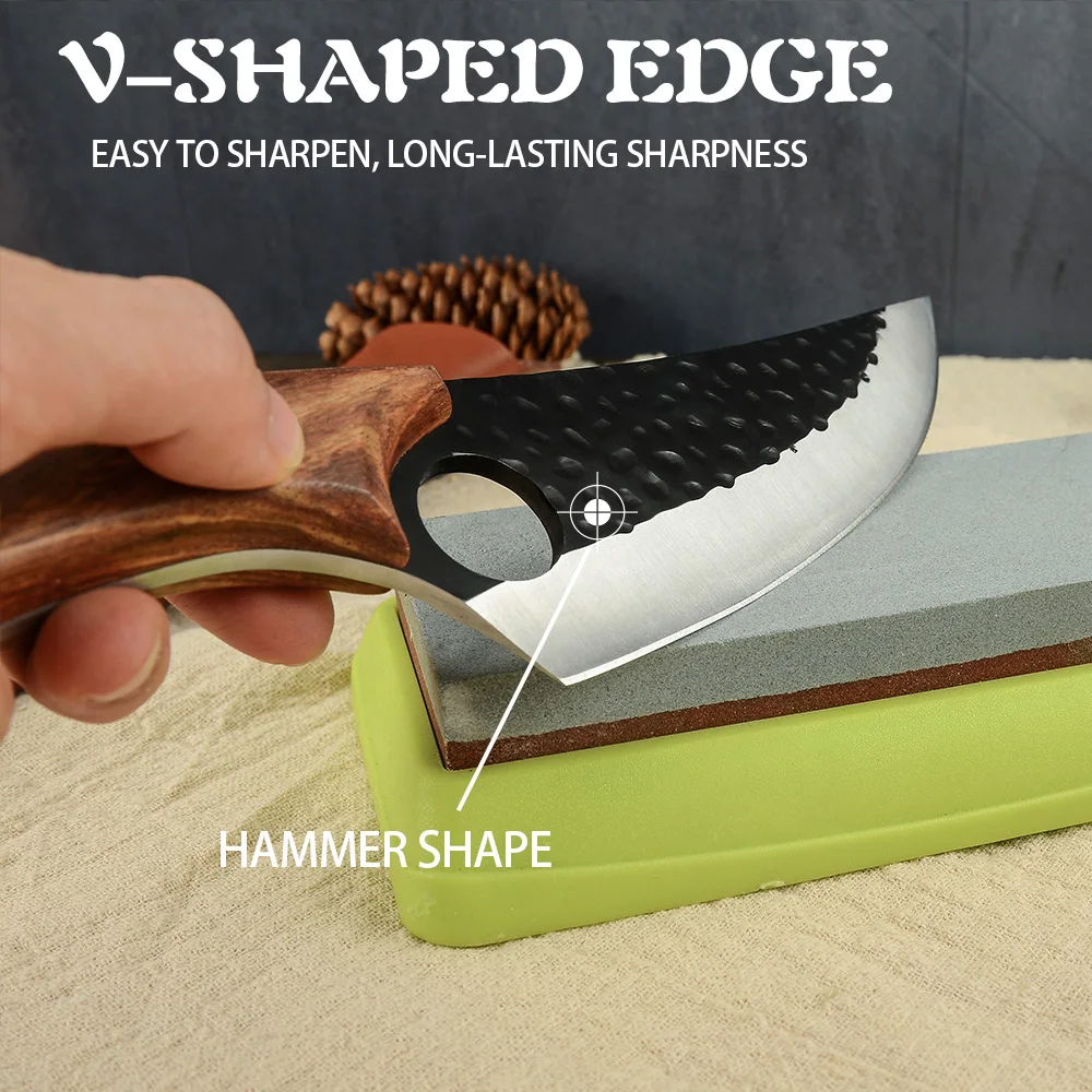 Большой нож XYj из нержавеющей стали для косточек изогнутый деревянный