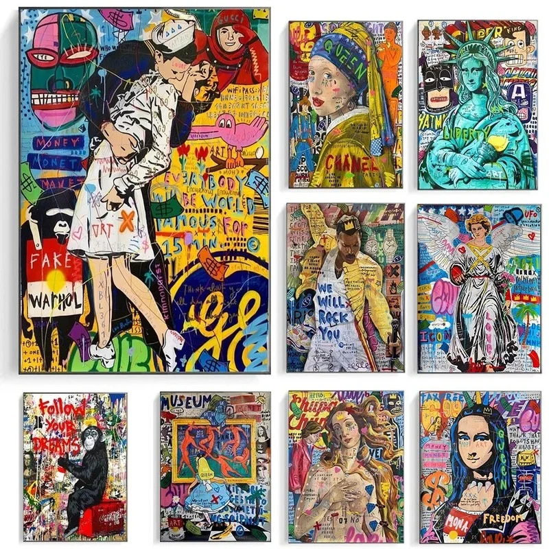 

Graffiti Wall Art Street colorful graffiti Canvas Paintings on The Wall Art Street Posters and Prints for Home Cuadros Decor