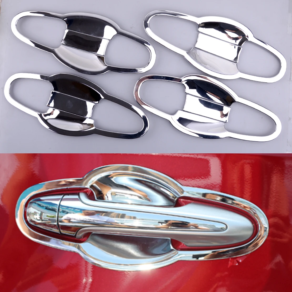 

8pcs Car Door Handle Bowl Insert Cup Cover Trim Molding Bezel Chrome ABS Fit for Toyota RAV4 2013 2014 2015 2016 2017 2018
