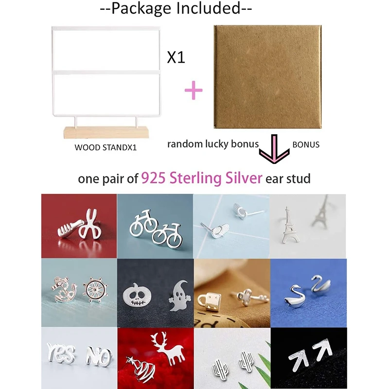 

Jewelry Earrings Organizer Jewelry Display Wood Stand (44 Holes 2 Layers)