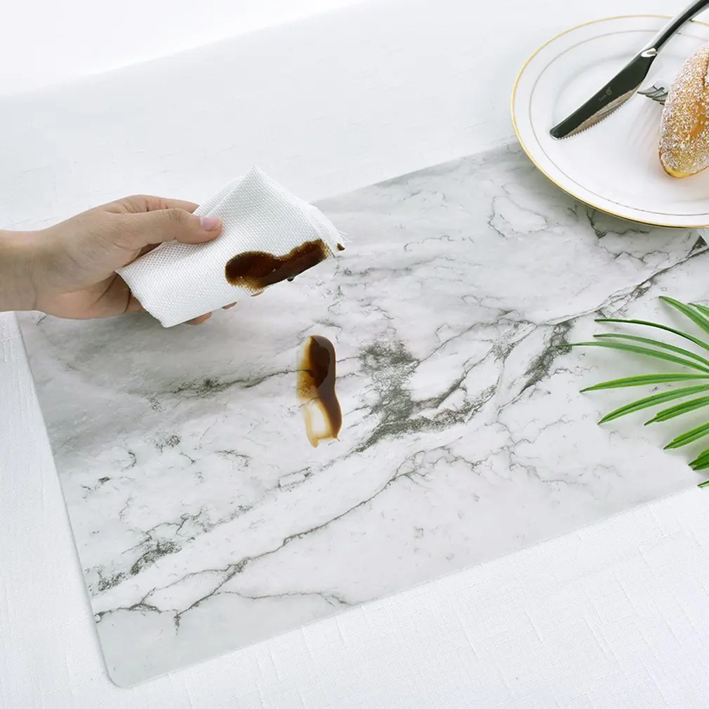 2PCS Dining Table Placemat Marble Pattern Anti-Slip Heat Insulated PVC For Coffee Tea Place Mat Tableware Pad Coaster - купить по