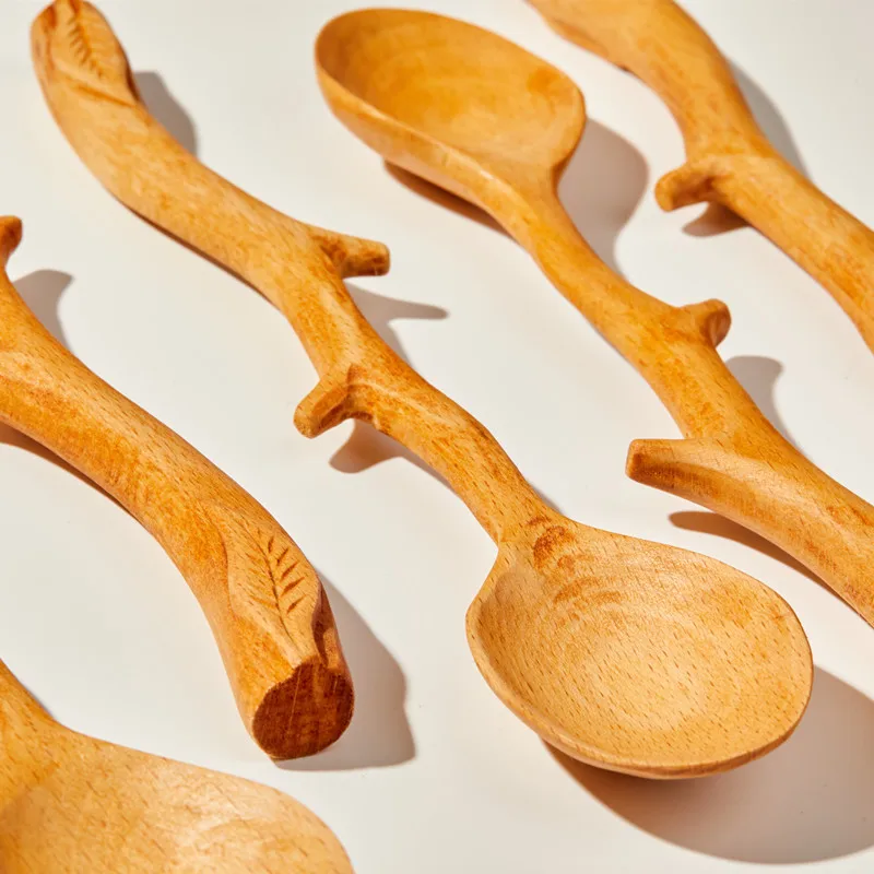 

Creative Japan Style Wooden Spoon Long Handle Coffee Stirring Spoon Beech