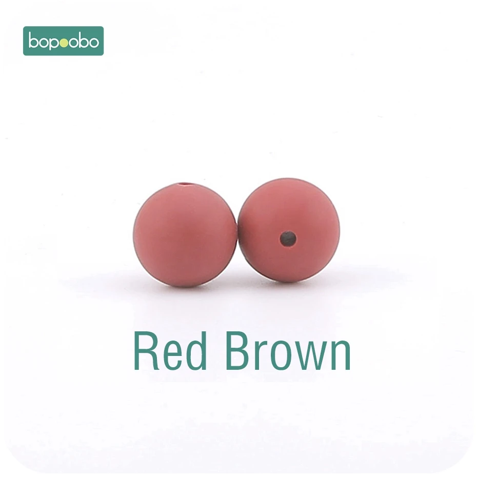 Red Brown Bopoobo 30 шт. 12 мм пищевой силиконовый Прорезыватель для зубов детский уход за зубами DIY стартовый набор силиконовые бусины Экологичные Детские аксессуары - Цвет: Red Brown