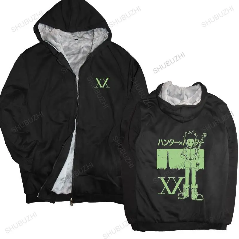 

Men streetwear hooded zipper Men's Hunter X Hunter Manga winter Japan Hxh Anime Gon Freecss thick hoody mens shubuzhi hoodies