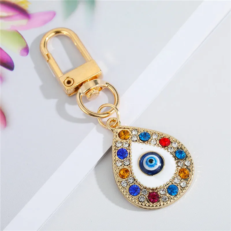 1Pcs Rainbow Evil Eye Hamsa Hand Keychain Key Ring For Friend Lovers Bling Heart Blue Bag Car Airpods Box Accessories - купить по