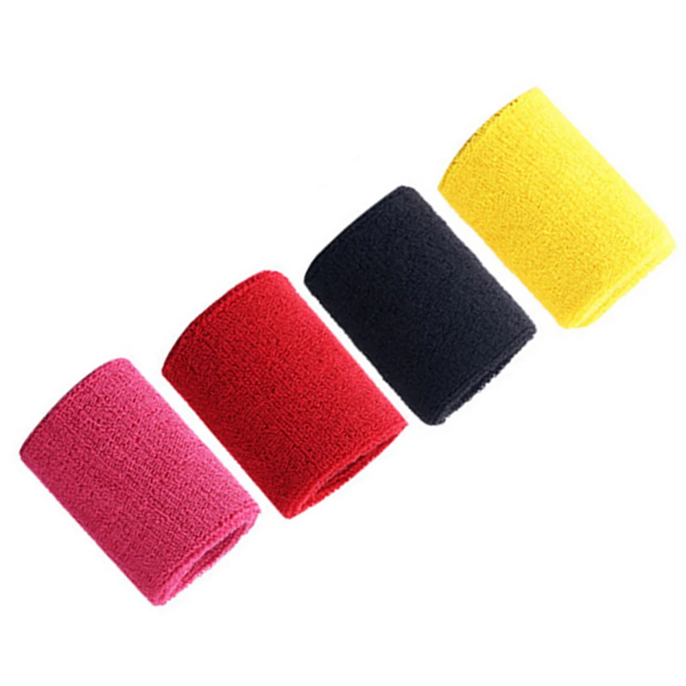 

3 Inch Cotton Sports Wrist Band Sweatband for Basketball Tennis Badminton 4Pcs