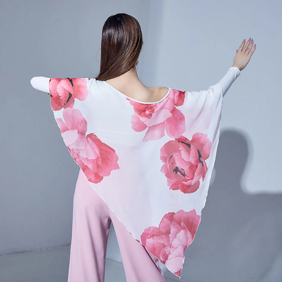 Женское боди для латиноамериканских танцев цветочный и Свободный Топ