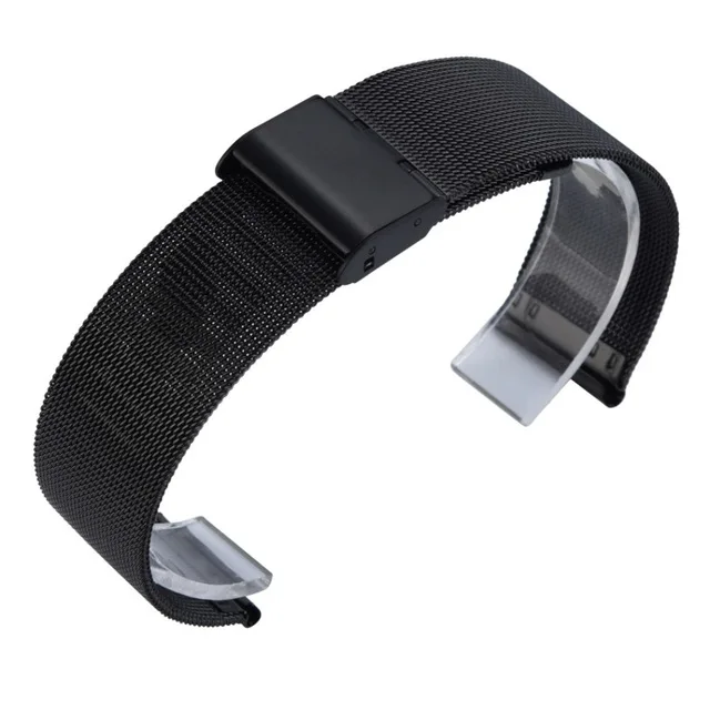 20 мм 22 мм браслет из нержавеющей стали ремешок для Xiaomi Amazfit Bip Stratos 2/2s браслет на запястье samsung Galaxy 42 мм 46 мм - Band Color: Black