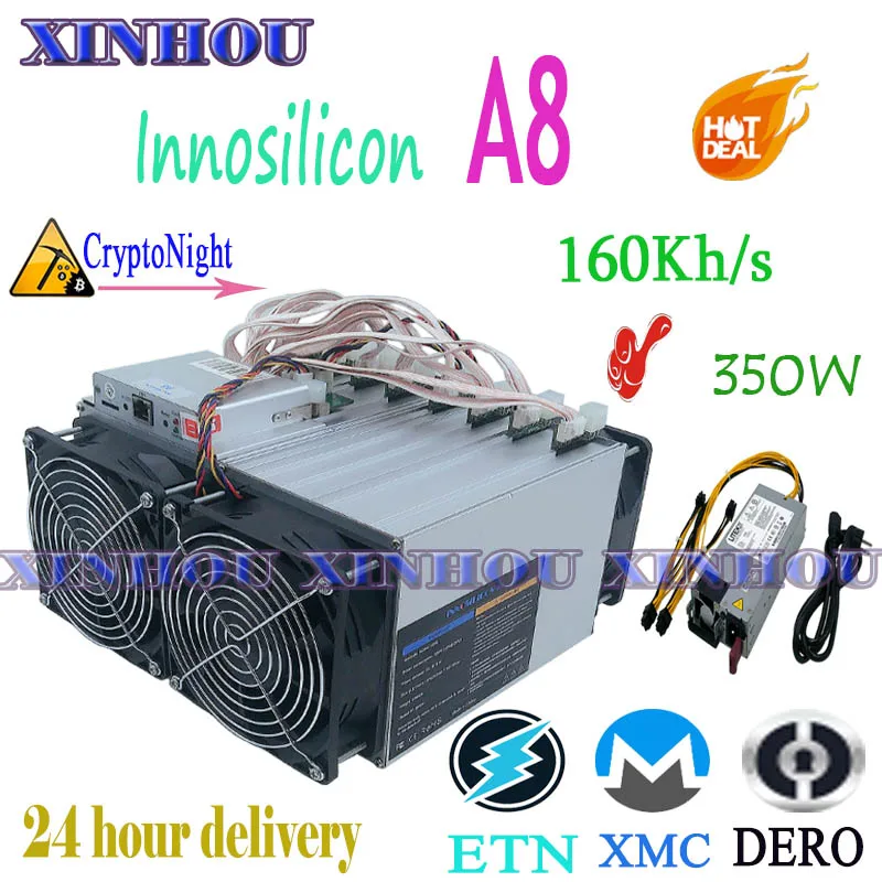 Майнер XMC ETN DERO б/у Innosilicon A8 160kh/s CryptoMaster Asic с блоком питания лучше чем antminer S9 X3 S15 T17
