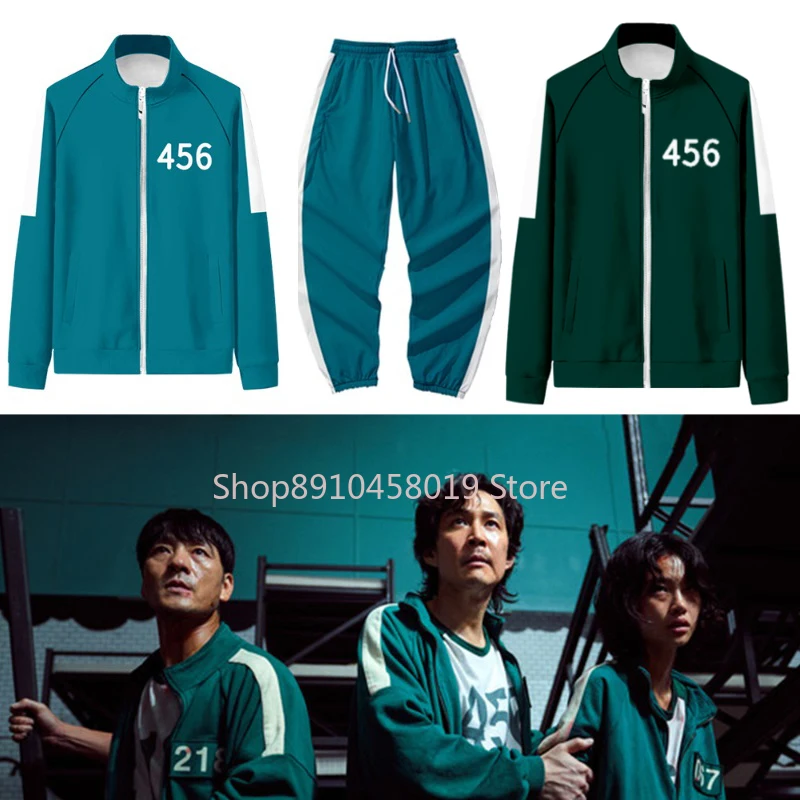 

Hot TV Show Squid Game Cosplay Uniform Round Six Costume Li Zhengjae Jacket Cardigan Sweatshirt Sportswear Halloween Costume