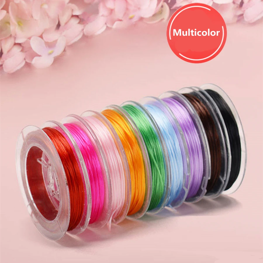 Разноцветные 0 8 мм хрустальные поделки из бисера Стрейчевые шнуры эластичная