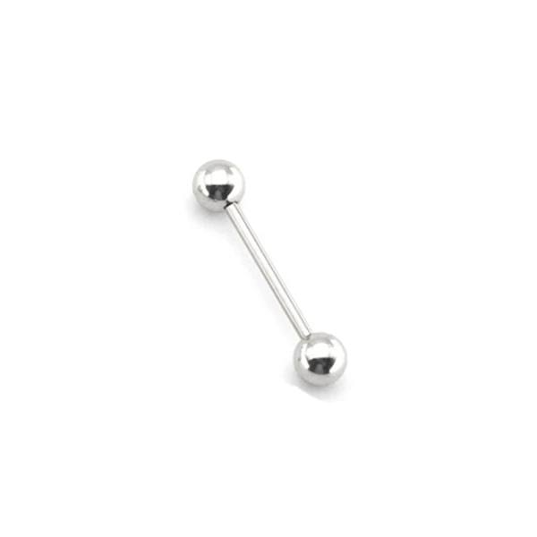 Silver 1PCs Stainless Steel Tongue Piercing Septum Industrial Barbell Earrings Ball Tongue Rings Body Piercing Fashion Jewelry 4 Colors - Окраска металла: Silver