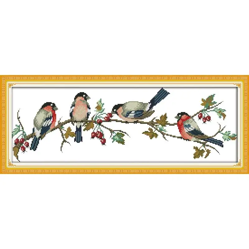 Joy Sunday Bullfinches Набор для вышивки крестиком DMC 14CT на холсте наборы домашний Декор