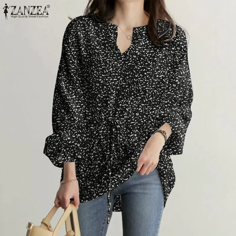 

ZANZEA Women Bohemian Printed Shirt Casual Holiday Blusas Chemise Tunic Autumn Blouse Vintage V Neck Long Sleeve Tops Oversized