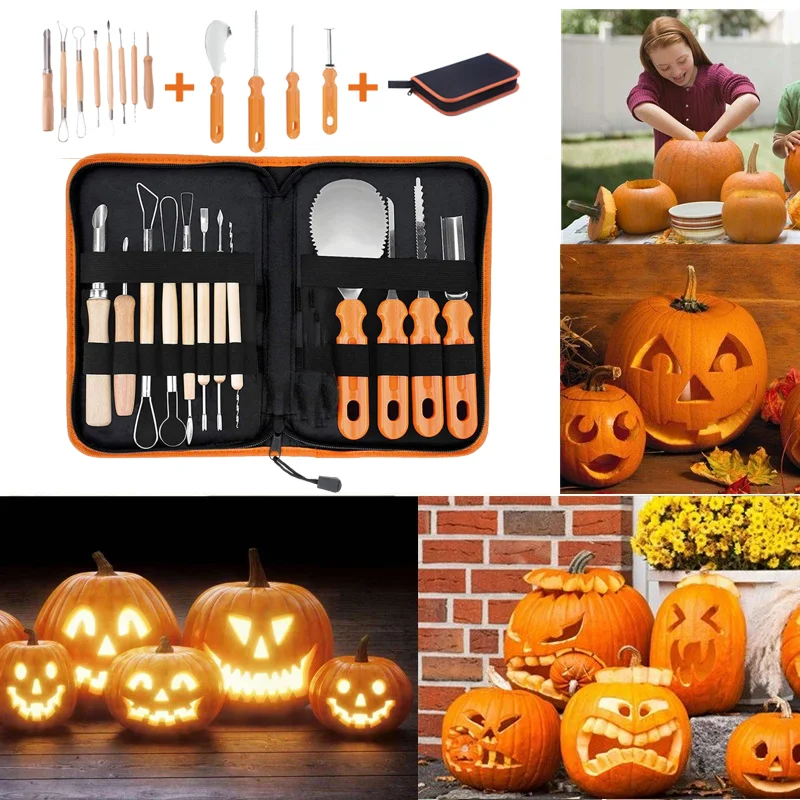 

12pcs Multifunctional Portable Vegetable Carving Metal Knife Tool For Halloween Pumpkin Lantern Carving Home Kitchen Accessories