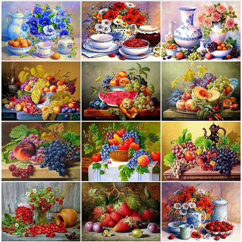 

Diamond Painting 5D Diamonds DIY Fruit Cross Stitch Full Square Round Drill Embroidery Colorful Handmade Home Room Wall Decor