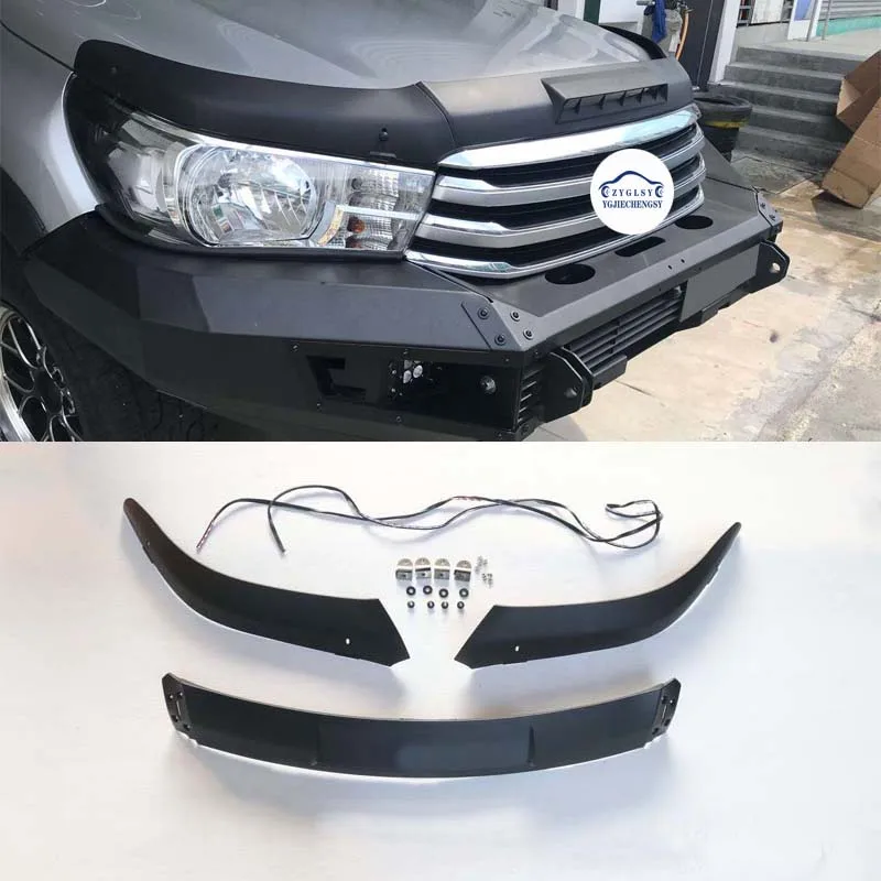 

For Hilux Revo Rocco Bonnet Scoop Hood Trims Car Sand And Stone Stopper Guard Plate Front Bonnet Engine Protector Cover