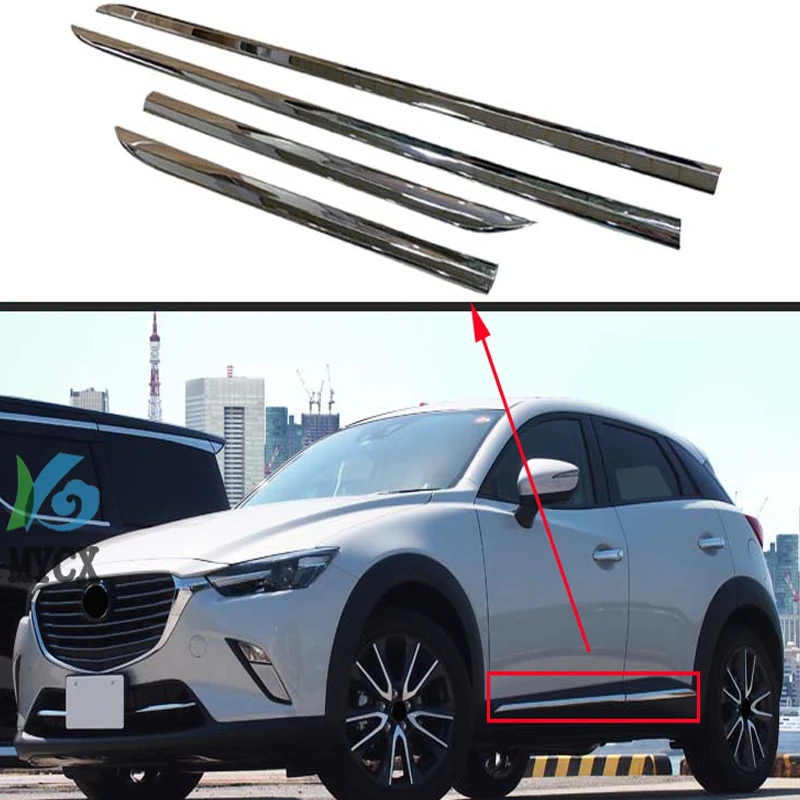 Хромированные формовочные дверные полоски для корпуса для Mazda CX-3 cx3, аксессуары, накладки для стайлинга автомобилей
