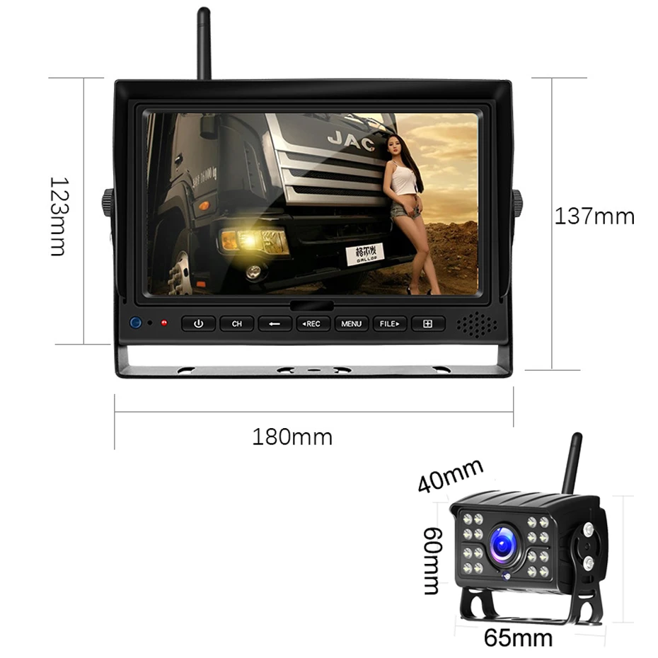 저렴한 7 인치 AHD 모니터 DVR 4 무선 카메라 백 주차 센서 백업 대시 레코더 리버스 360 캠 자동차 트럭 후면보기 D012