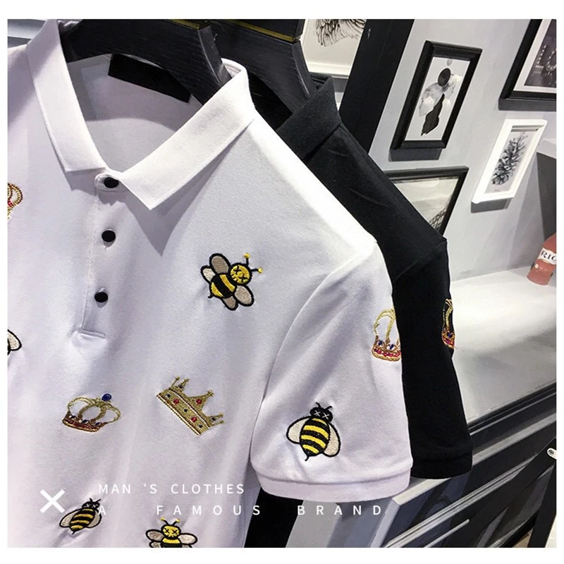 

New European brand leisure embroidered short sleeve men's high quality polo shirt luxury design