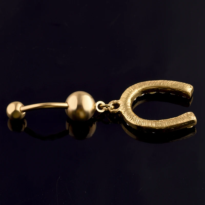 Кольцо для пирсинга пупка женское мужское подковообразное золотистое 2020 |