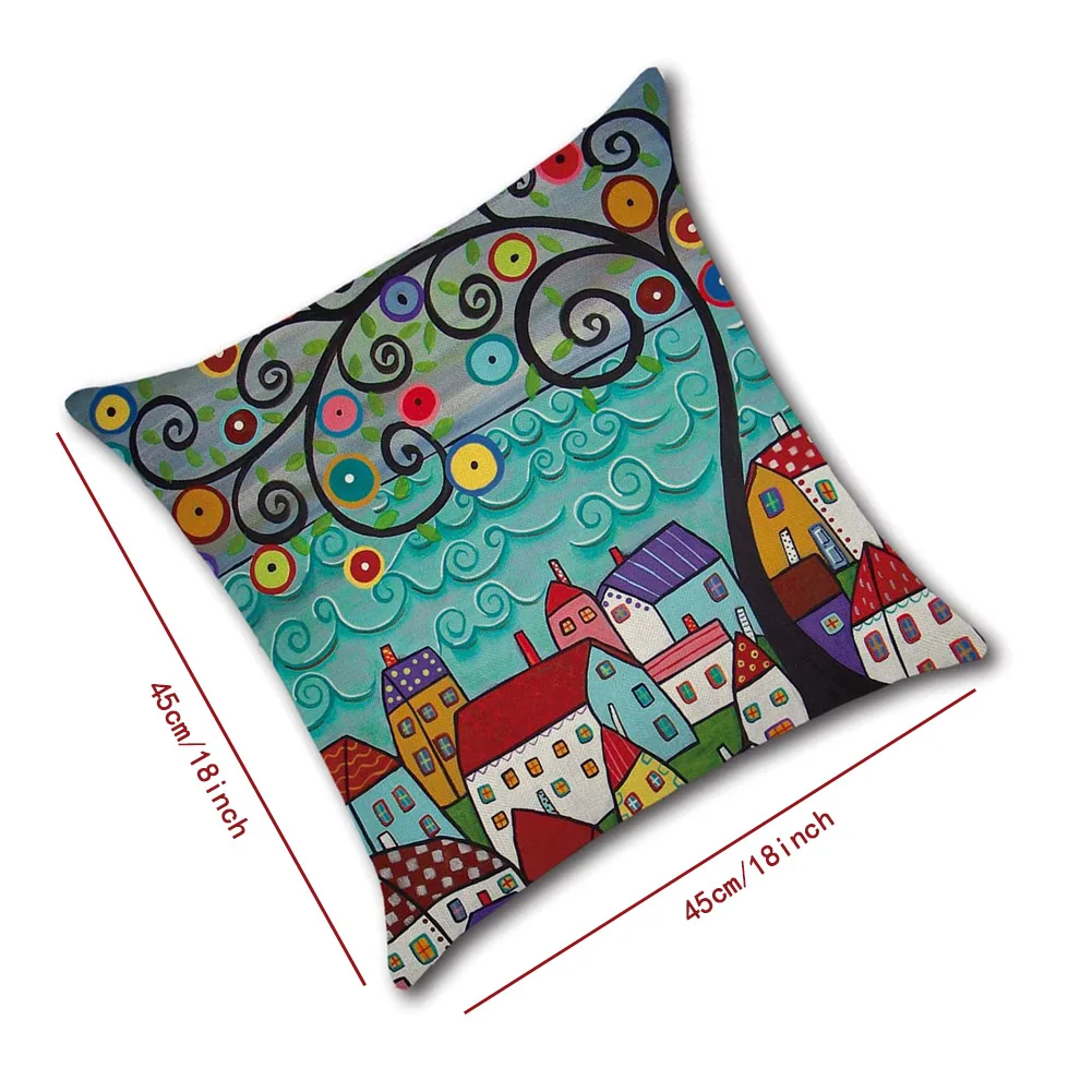 

4PCS Colorful Cushion Covers Cotton Linen Pillow Covers Decor Set For Coffee Shop Living Room Sofa Couch Bed Garden Party Gifts