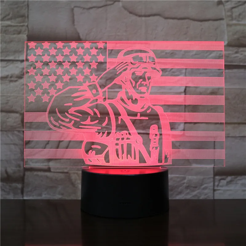 3D-2490 армейский солдат 3D светильник с оптической иллюзией сенсорный датчик