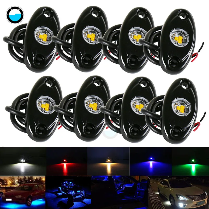 8 X 9W Led Rock Light Kit For Jeep 4x4 Off road ATV 12V 24V LED Rock Light Car Truck Underbody Glow Trail Rig Lamp