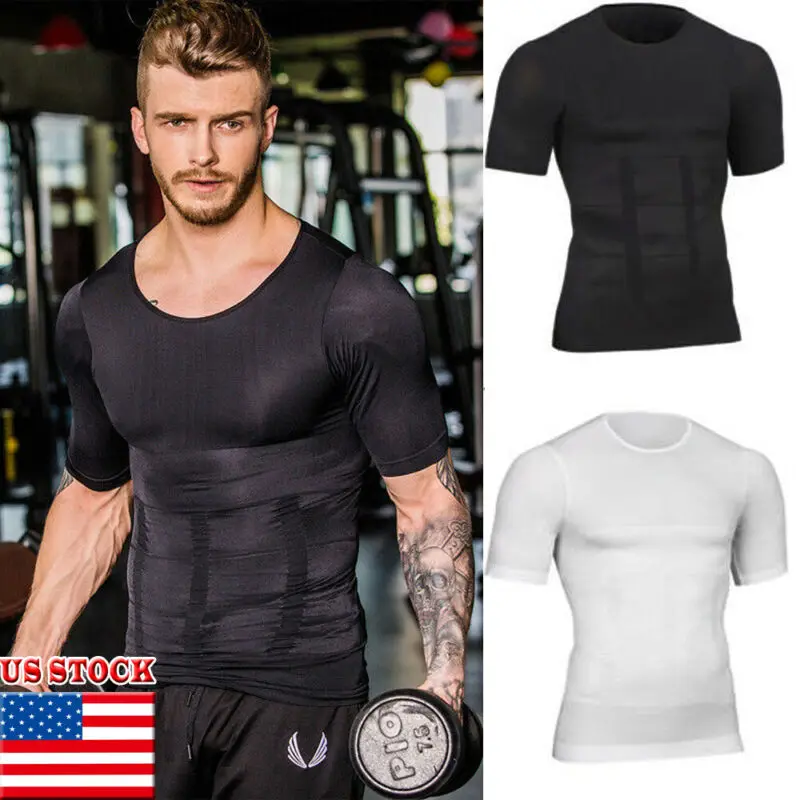 Мужская футболка для похудения в тренажерном зале сжигание мышц короткий рукав