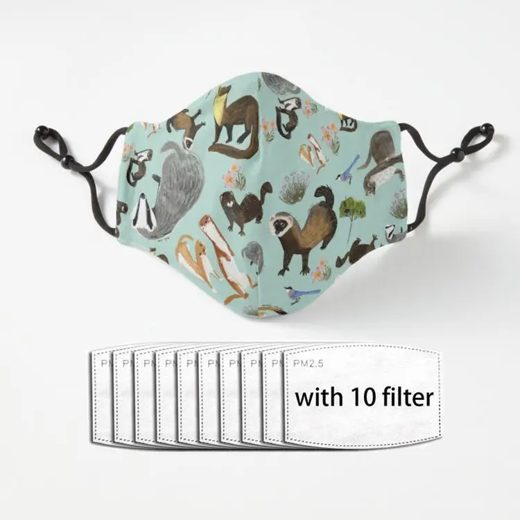 

Маска mustelid унисекс из Испании, регулируемая Роскошная маска для лица из полиэстера с фильтром