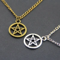pentacle pentagram pendant necklace wicca star wiccan pagan charm witchcraft vintage jewelry ancient silver plated for women men