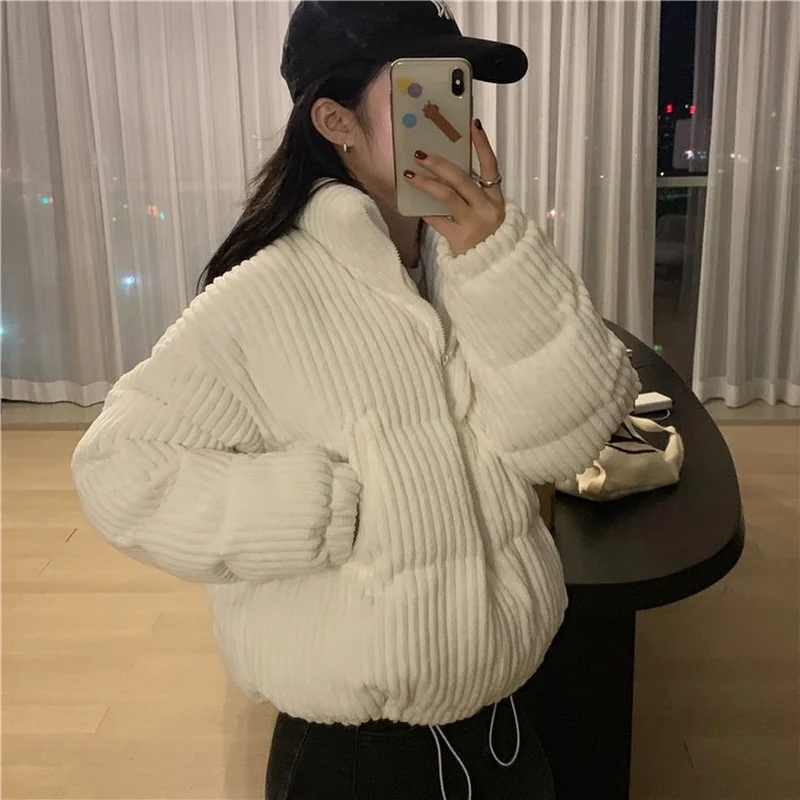 2021 Parkas Winter All-match Solid Jacket Casual Coat Women Loose Outwear Long Parka Cotton Padded Overcoat Female Streetwear