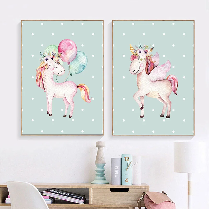 Скандинавское рогатое животное настенное искусство детский плакат печать сад