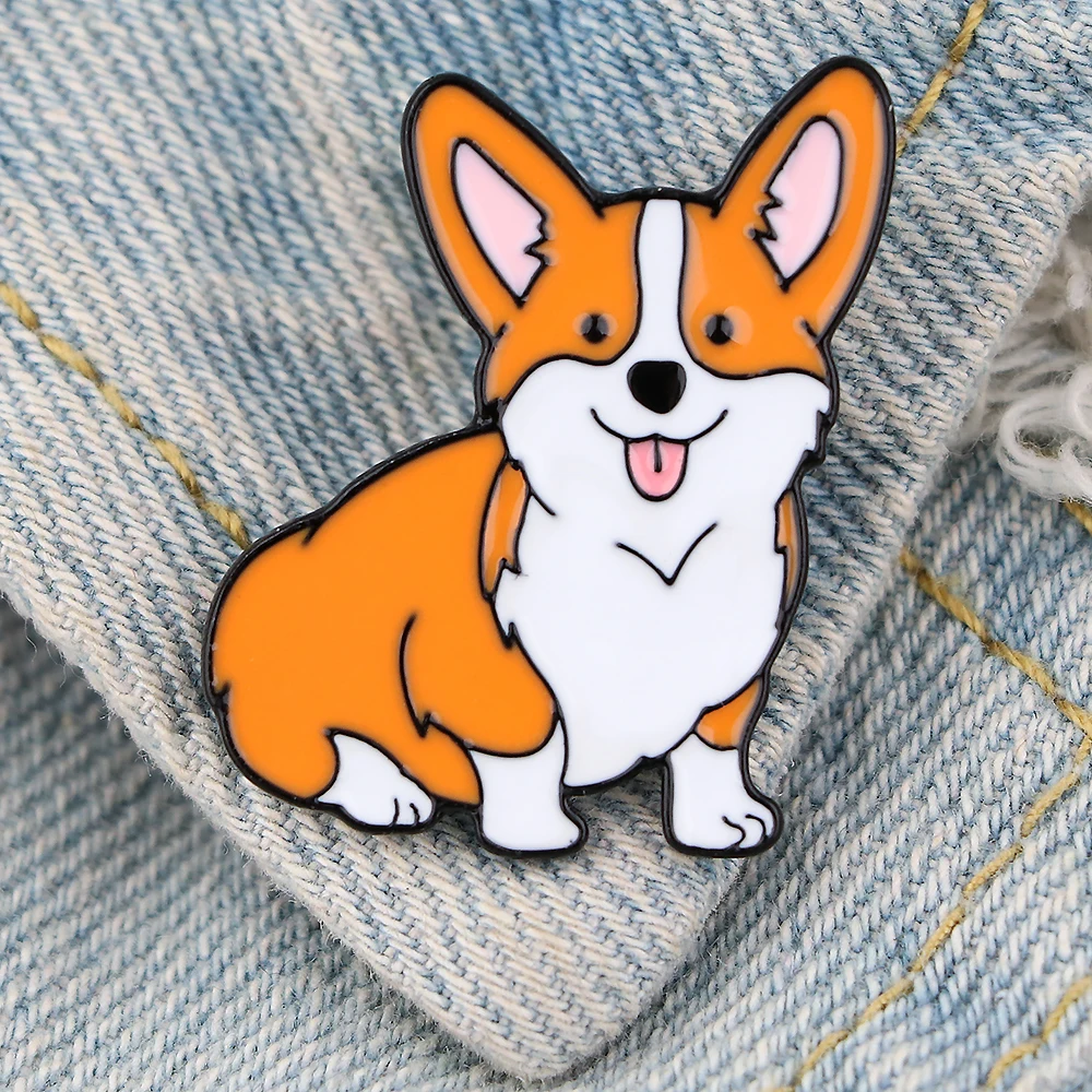 Холдинг HJ747: Оптовая продажа булавок с корги из металла и эмали для украшений, модные значки-брошки для ювелирных украшений и подарков на.