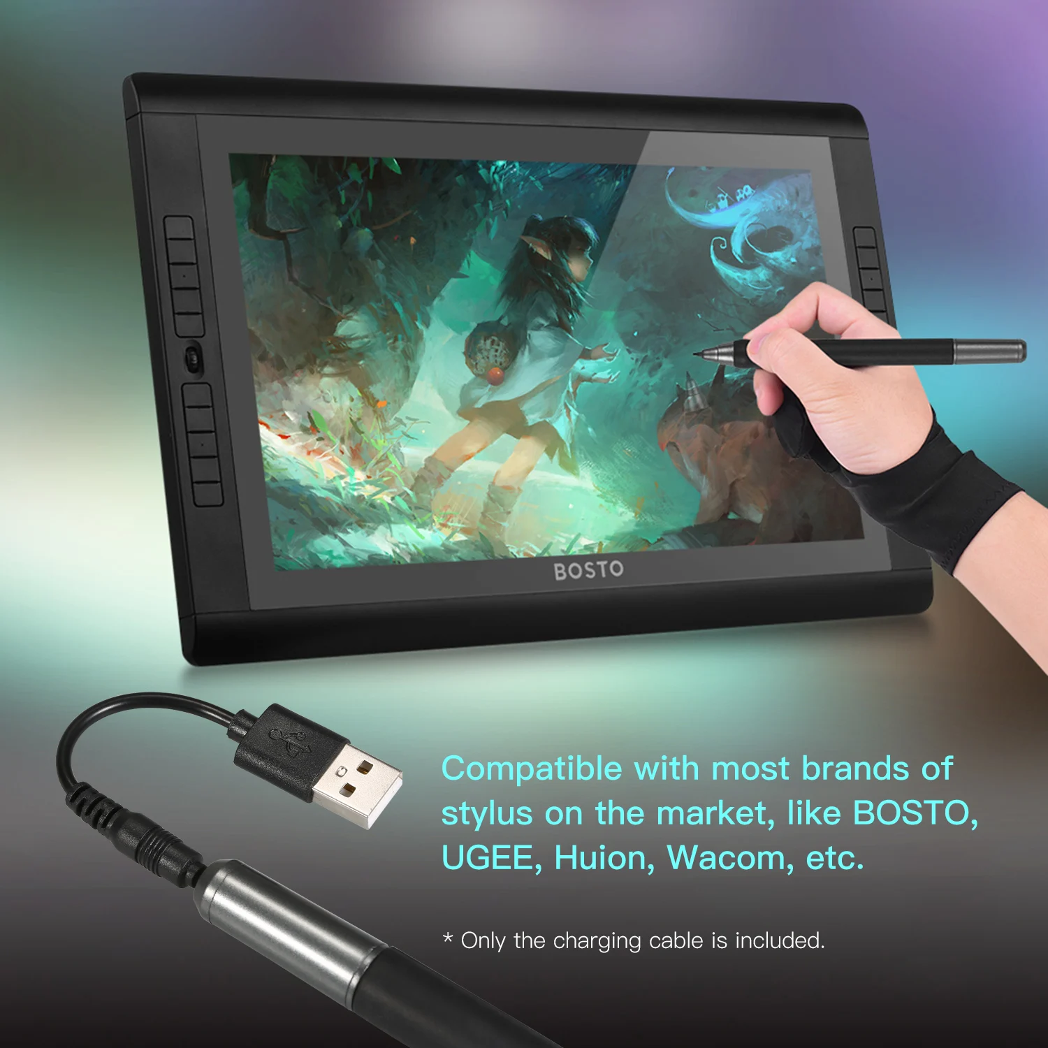 BOSTO Stylus Charging Cable Cord USB Charger 12cm for BOSTO/UGEE/Huion/Wacom Graphics Drawing Tablet Rechargeable Pen | Компьютеры и