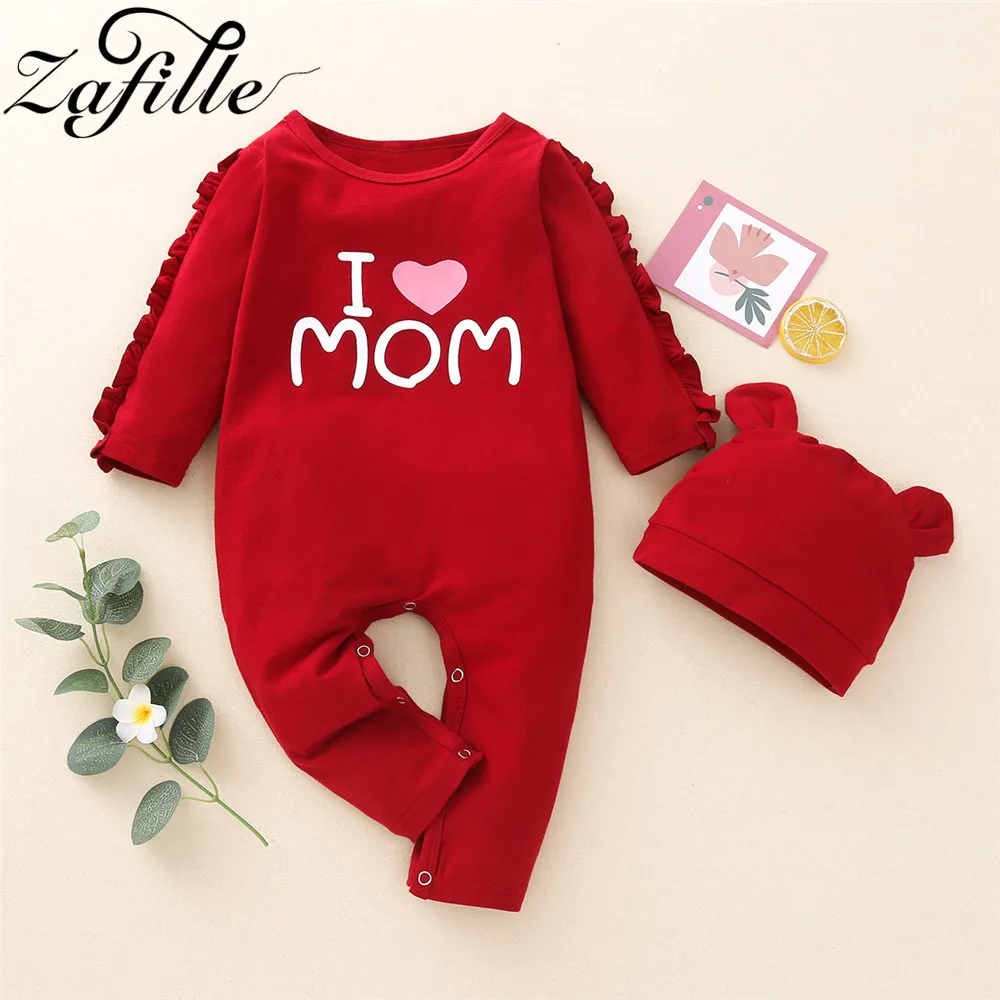 ZAFILLE стильный однотонный Детский комбинезон и шапка любовь костюм мамы для