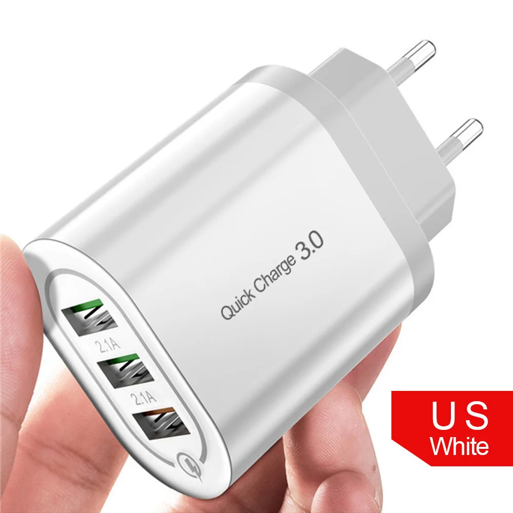 white eu charger OLAF 3U Быстрая зарядка 3,0 USB зарядное устройство QC3.0 Быстрая зарядка мульти зарядное устройство для samsung S10 Xiaomi Mi9 дорожный настенный телефон USB зарядное устройство - Тип штекера: white eu charger