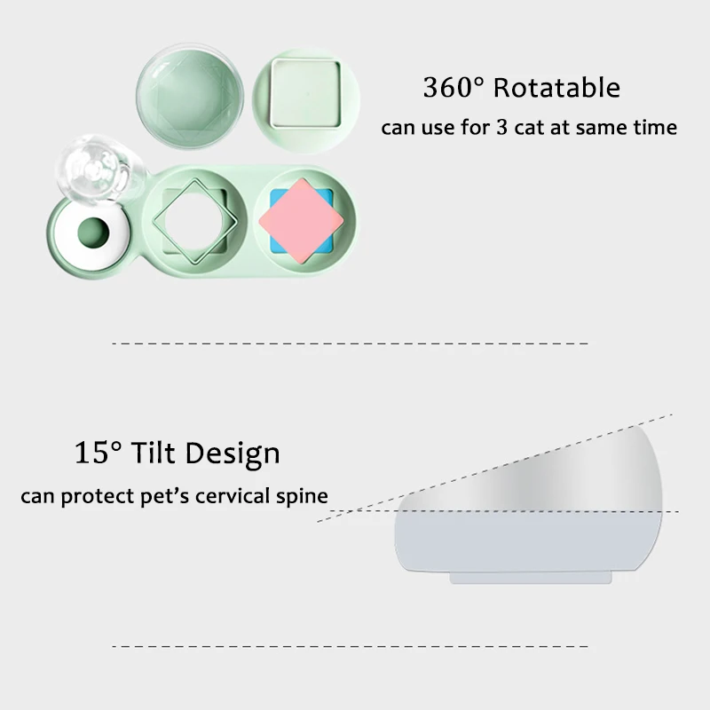 

Double Dog Food Bowl with Stand Raised Pet Cat Drinking Water Bowl 500ml Puppy Kitten Automatic Water Fountain Feeding Dishes