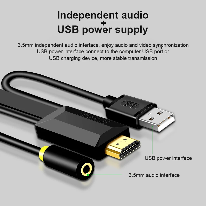Aux hdmi Usb Vga конвертер с автономным аудио интерфейсом 1080p VGA HDMI конвертер кабель для ноутбука проектор Usb Aux Ps4