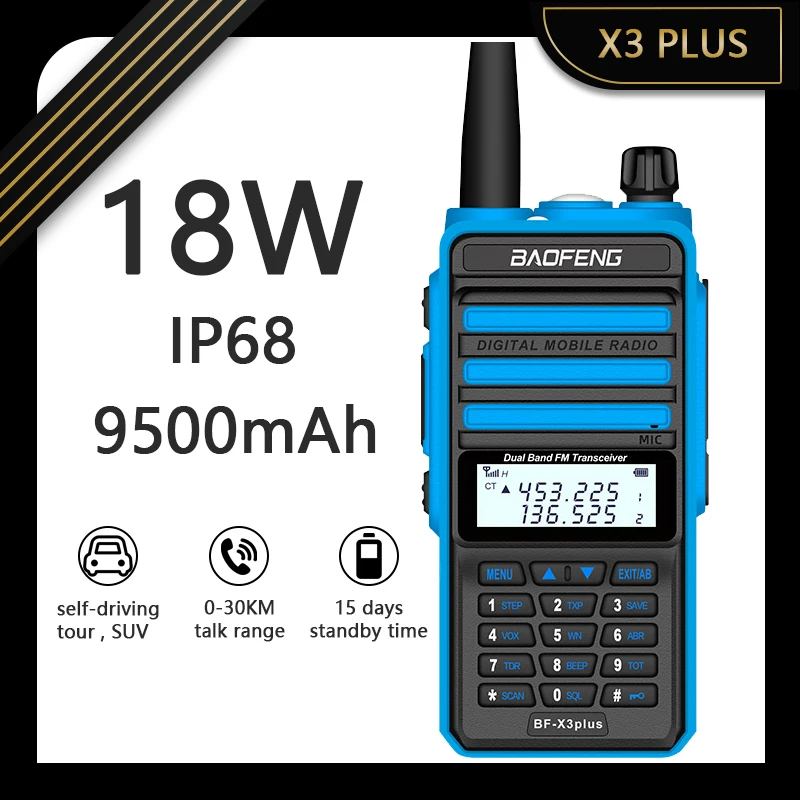 

BaoFeng IP68 Waterproof S5 Plus Walkie Talkie BF X3-Plus 18W High Power Long Range Tri-Band Ham CB Radio HF UHF VHF Transceiver