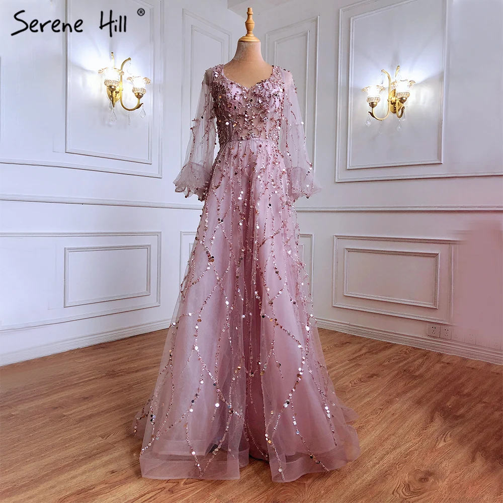 Serene Hill мусульманские золотые Роскошные вечерние платья трапециевидной формы 2022
