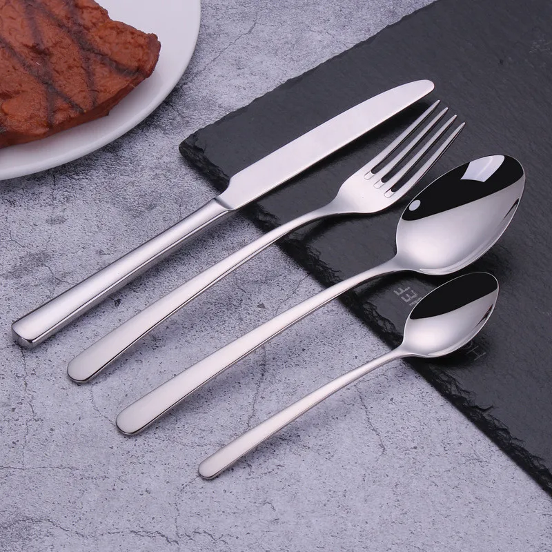silver Радужные столовые приборы набор вилок ложек ножей Корейская кухонная посуда набор серебряных изделий из нержавеющей стали 18/10 - Цвет: silver