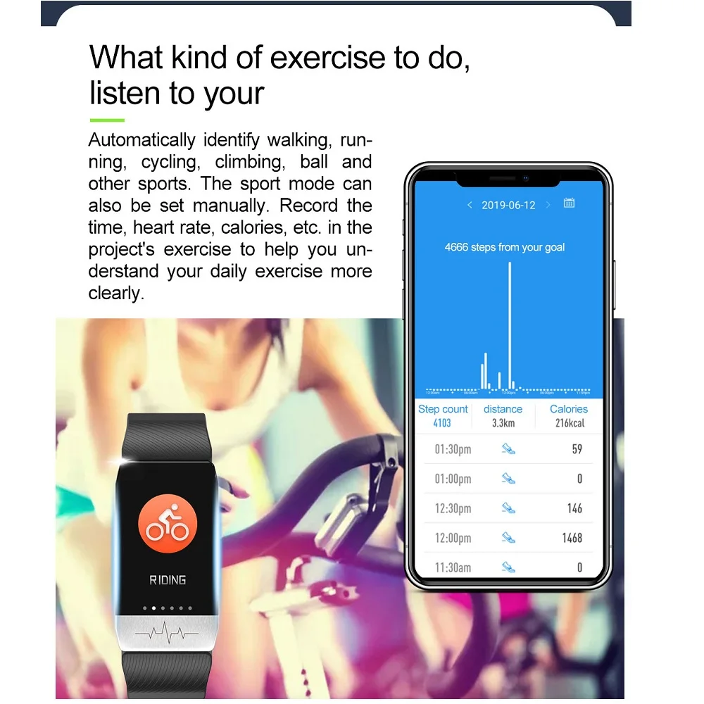 

ONLIVING Smart Watch Body Temperature ECG Sports Fitness Watch Heart Rate Monitor Music Control Smart Bracelet (For IOS Android)
