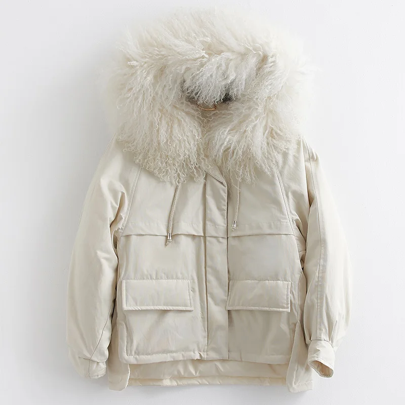 Женская куртка на утином пуху 90% Корейская парка с капюшоном зимнее пальто