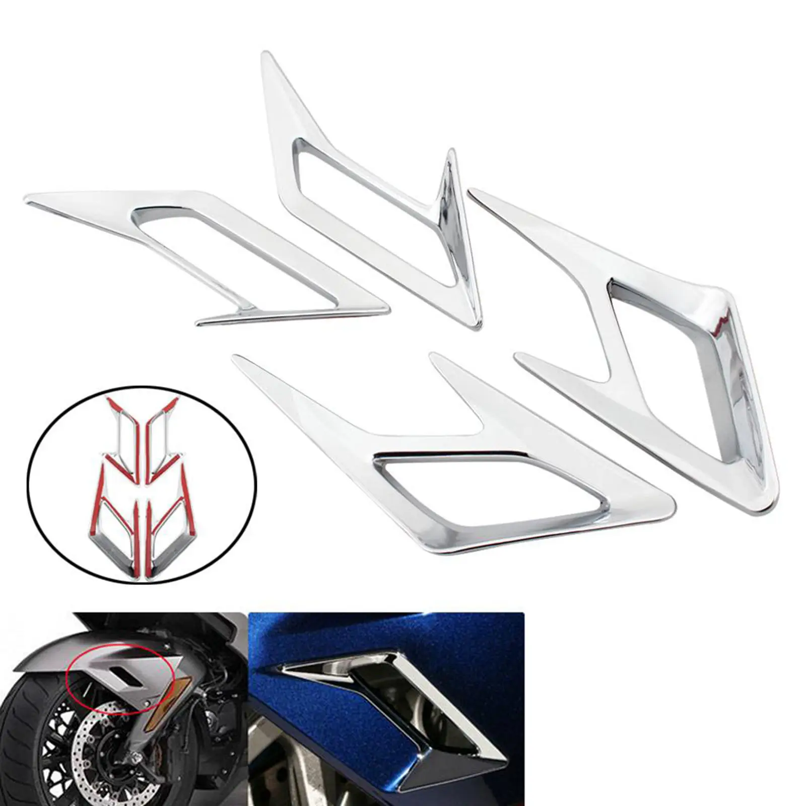 

4pcs Motorcycle Front Rear Fender Vent Trims Mudguard Edge Side Accent fits for Honda 2018