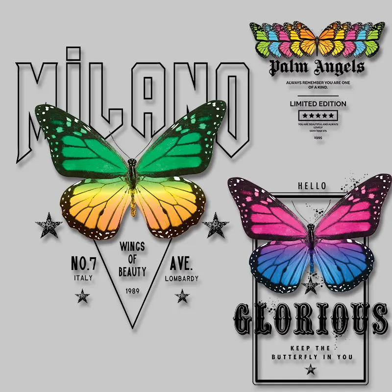 Наклейки бабочки нагрудные значки Стикеры для глажки Термотрансферная