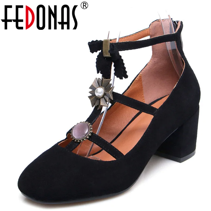 FEDONAS евро Стиль Стразы в стиле Мэри Джейн винтажном Для выпускного вечера