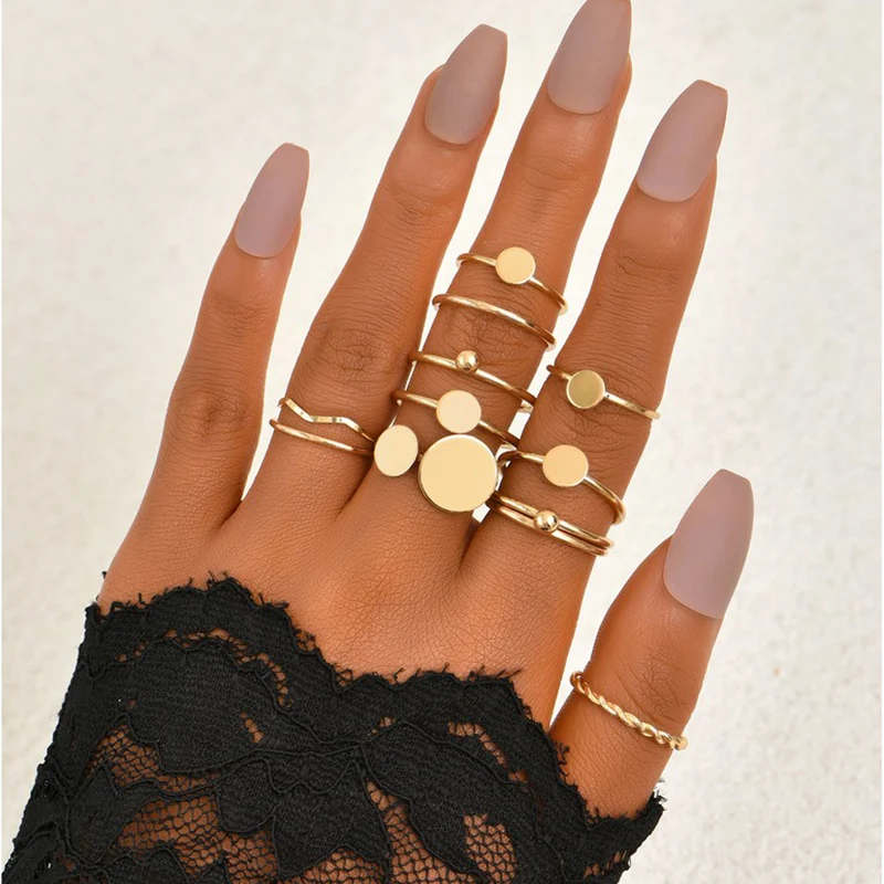 Женский набор колец в форме сердца и Луны ALYXUY модное Золотое кольцо богемном